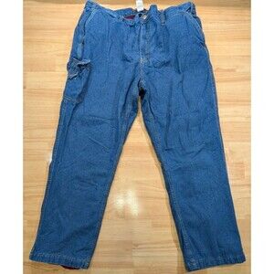 The Haband Tailgater Fleece Lined Jeans 40x30 Blue Denim Carpenter Utility Pants